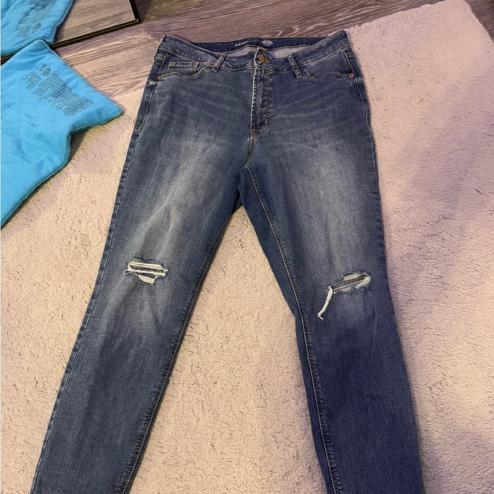 Classic Blue Distressed Women's Jeans